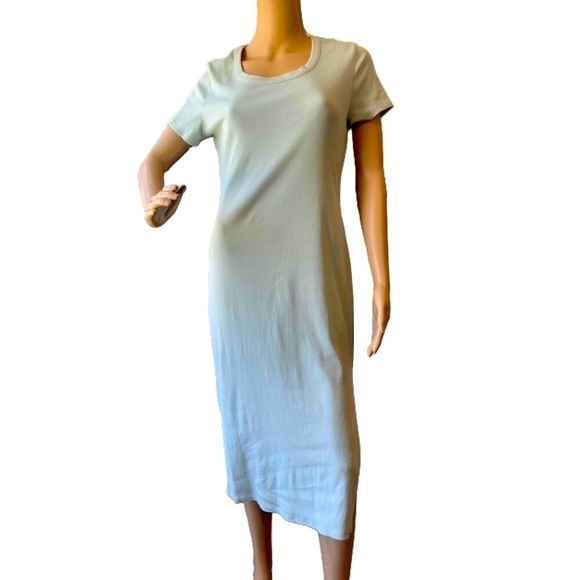 No Boundaries Womens Green Blue Short Sleeve Round Neck Solid Dress Size Large - Picture 1 of 16